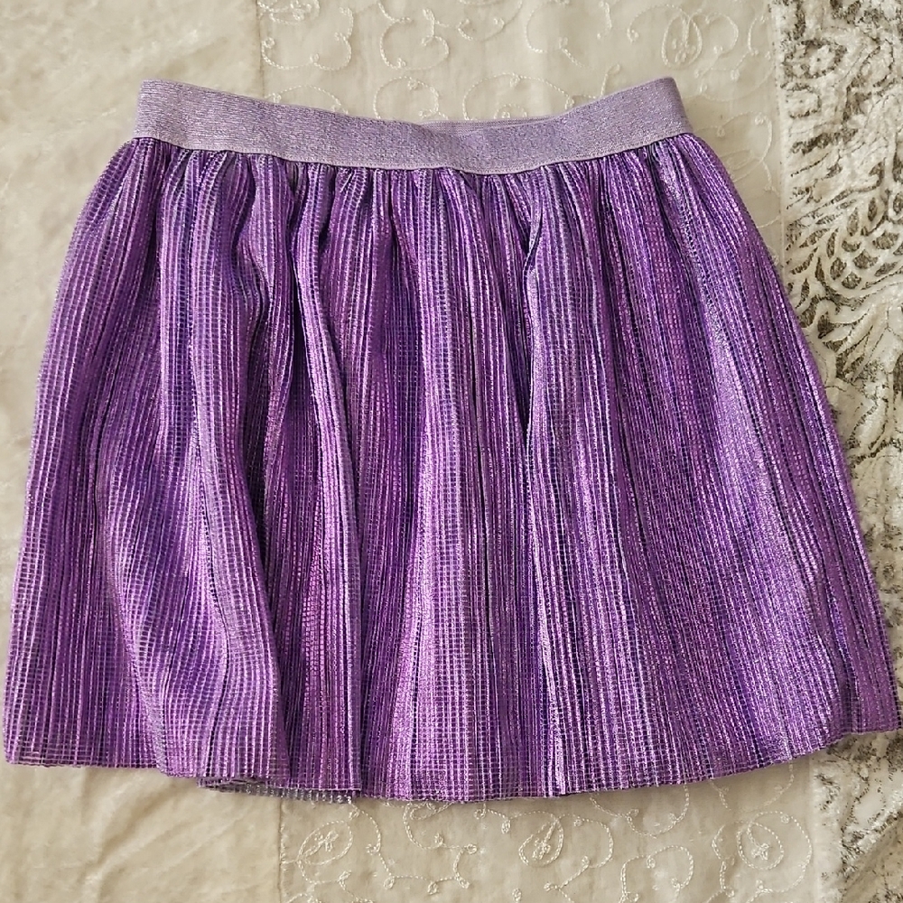 H&M Purple Metallic Pleated Skirt - Size 6X